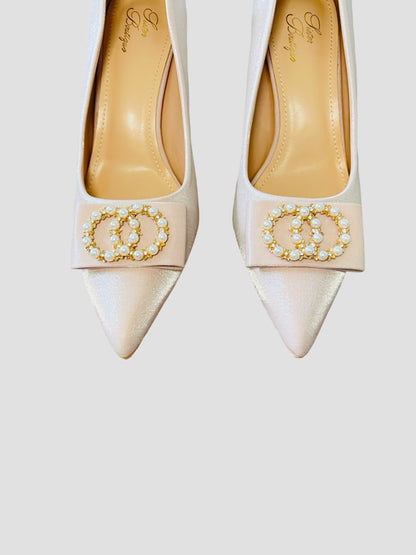 Pearl Bow Charm Heels