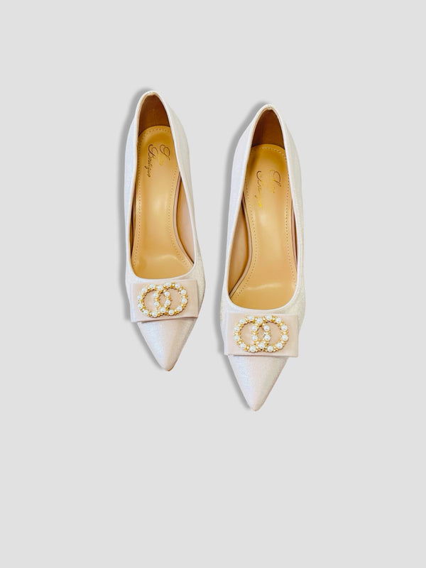 Pearl Bow Charm Heels