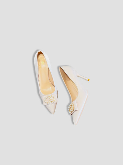 Pearl Bow Charm Heels