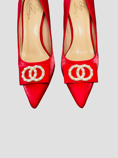 Pearl Bow Charm Heels