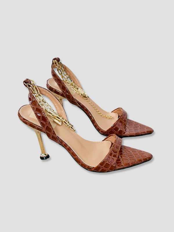 Croc chain Pointed Party Heels