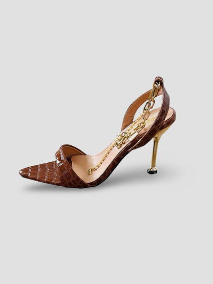 Croc chain Pointed Party Heels